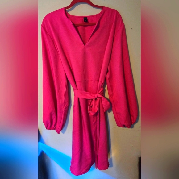 Vibrant Pink Long Sleeve Dress - Picture 1 of 2